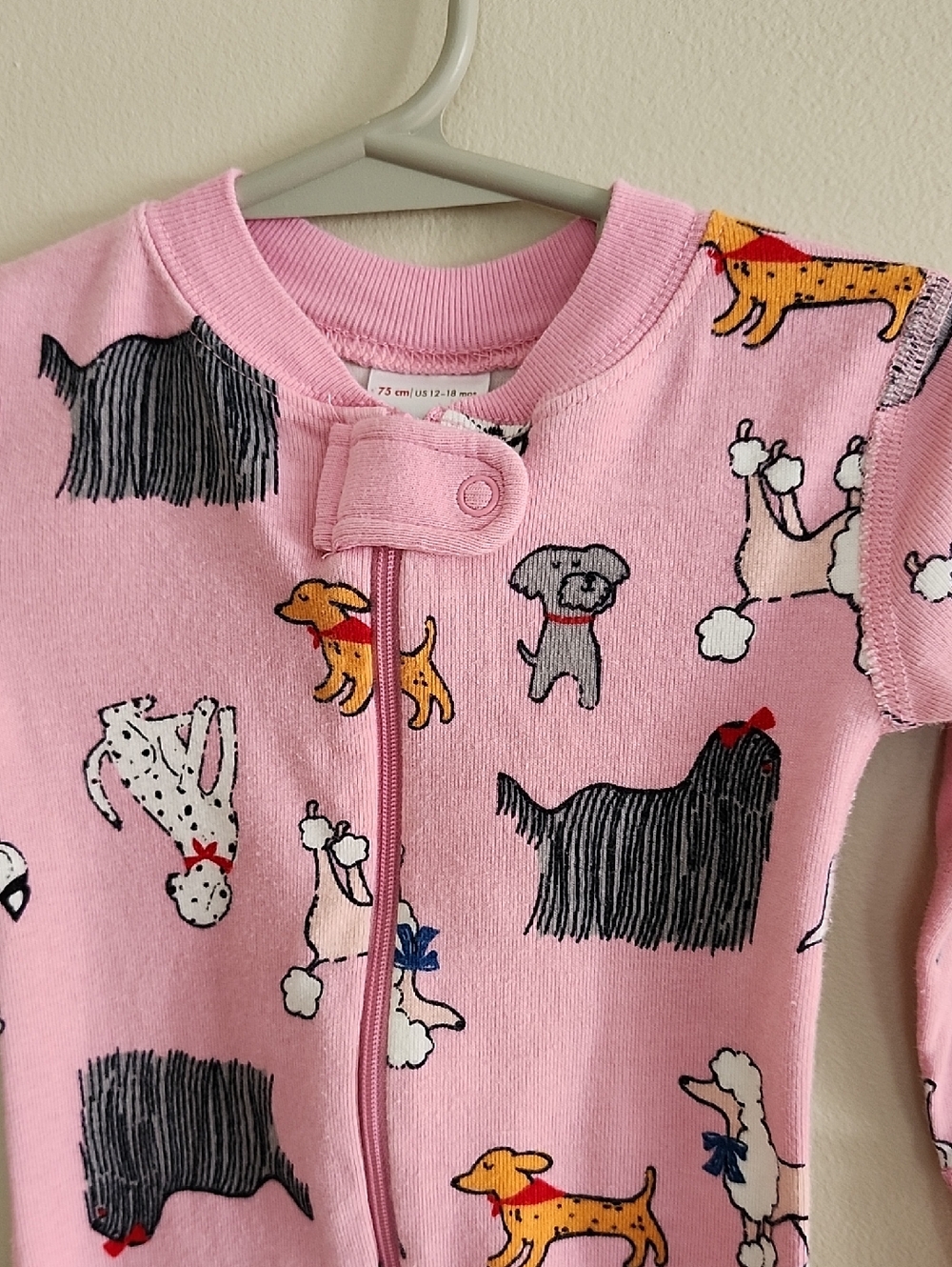 Hanna Andersson Pink Dog-Print One-Piece Romper Pajamas , 12-18M - Picture 4 of 9